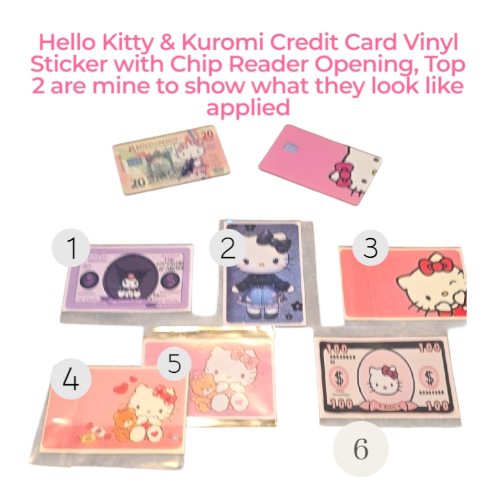Hello Kitty & Kuromi Credit Card Vinyl Skins Stickers, Pick 2, 6 Available